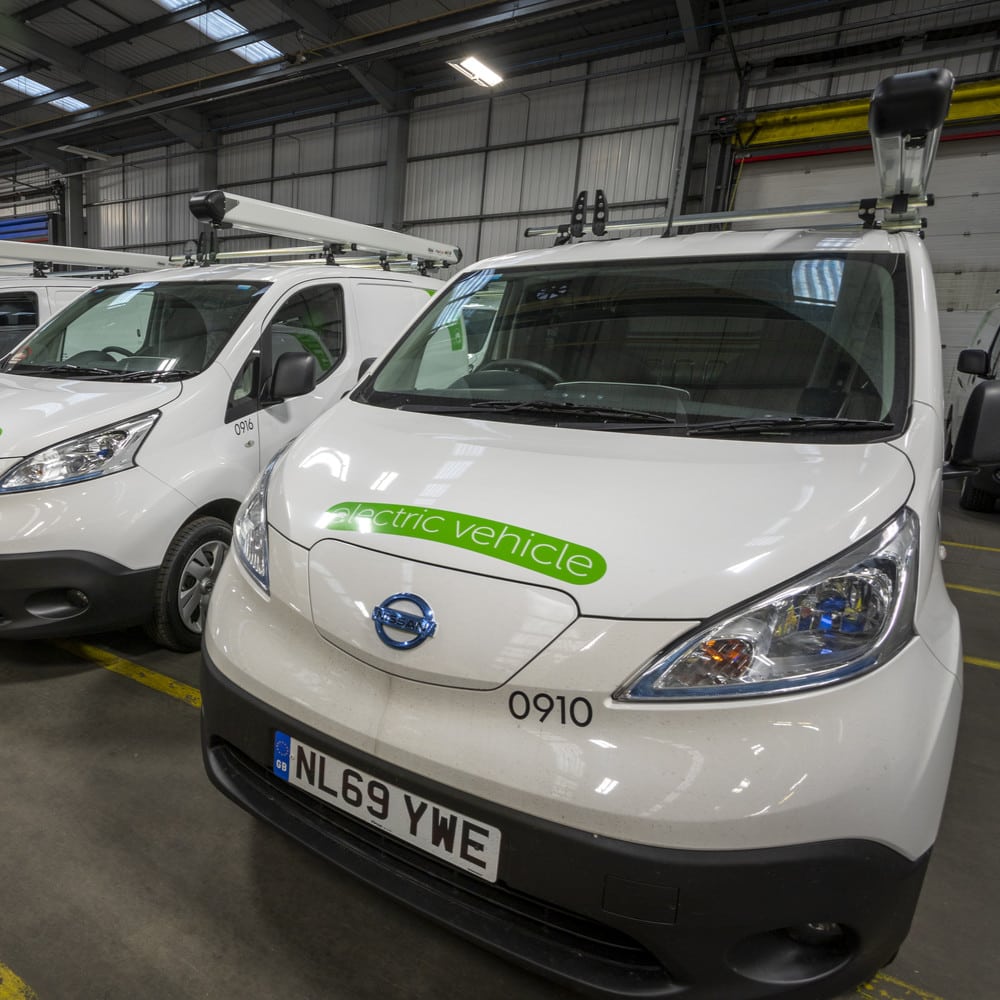 Photo of electric van with 'electric vehicle' printed on the bonnet